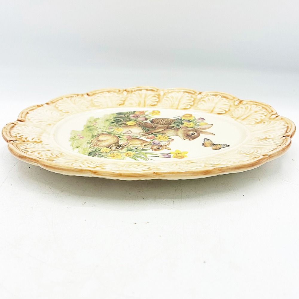 Cracker Barrel Easter Traditions Egg Shaped Small Plate Bunny Floral Egg - Picture 4 of 9
